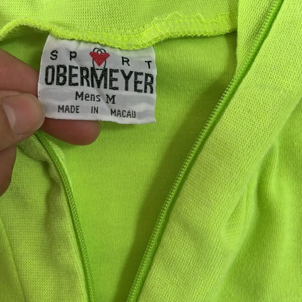 Vintage Obermeyer Sport Medium Neon Yellow Mens Henley Shirt Ski Made in…